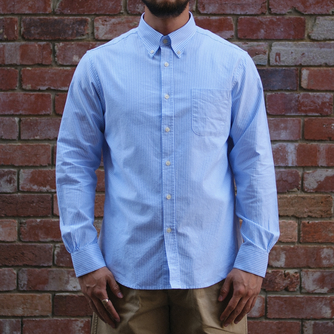 Oxford Button Down Shirt / Blue Stripe