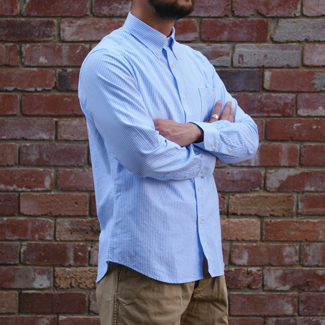 Oxford Button Down Shirt / Blue Stripe