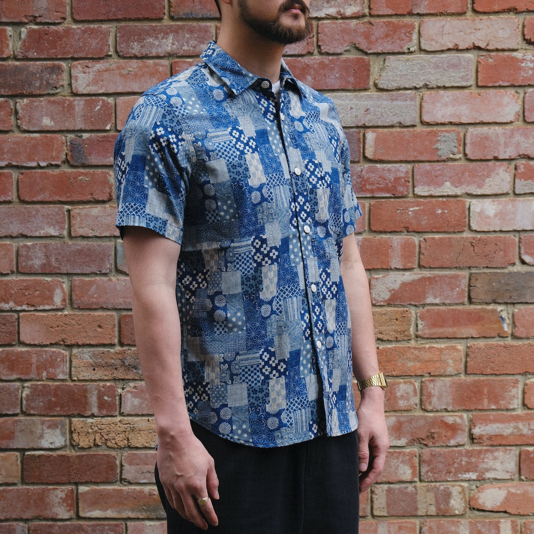 Oxford Shirt / Patchwork / Blue