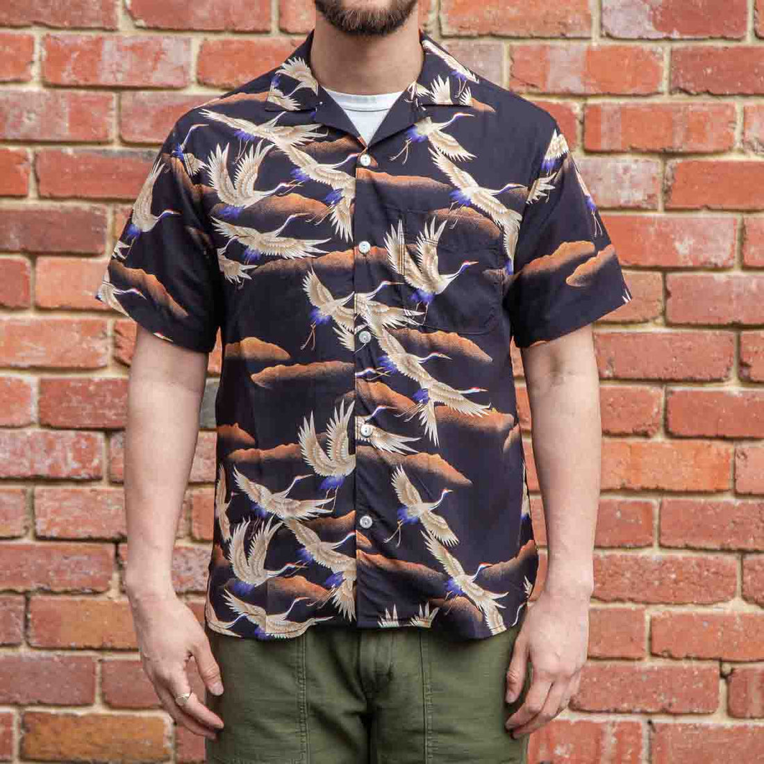 Hawaiian Shirt / Black Crane
