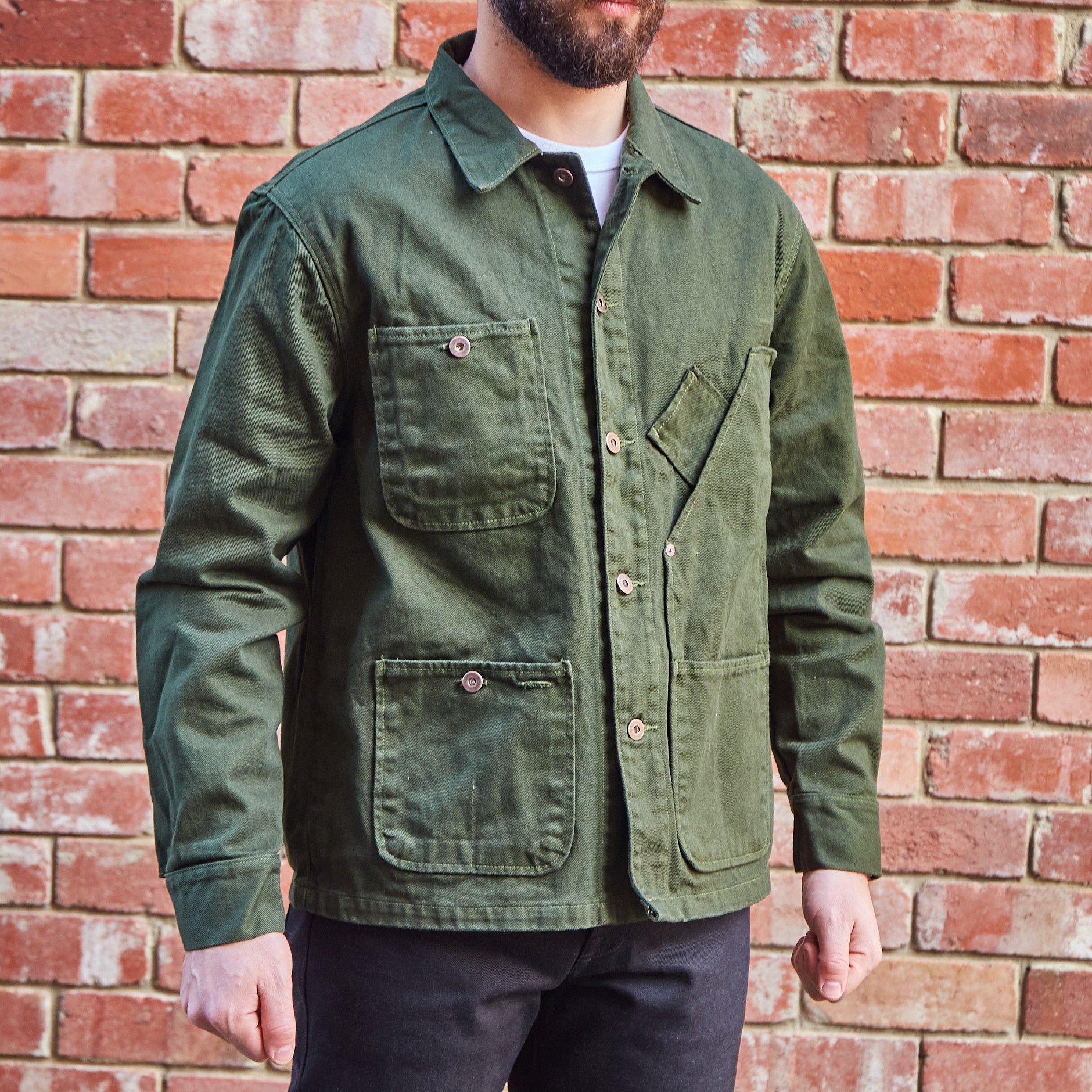 Coverall Jacket Green Dyed Twill