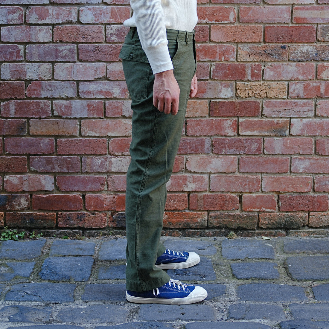 Fatigue Pants / Straight Fit / Olive Sateen