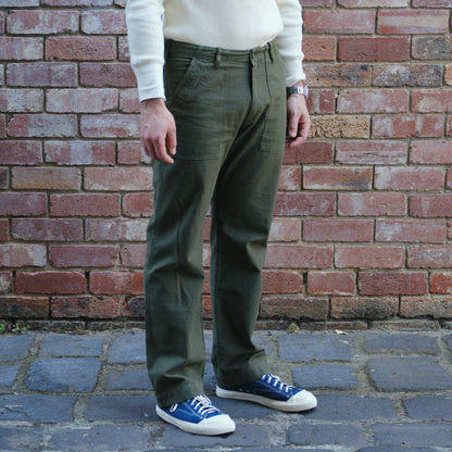 Fatigue Pants / Straight Fit / Olive Sateen